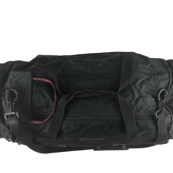 Wilson Unisex Duffle Bag Black/Maroon Nylon Sports Shoulder Strap Zipper Pocket - Picture 6 of 14